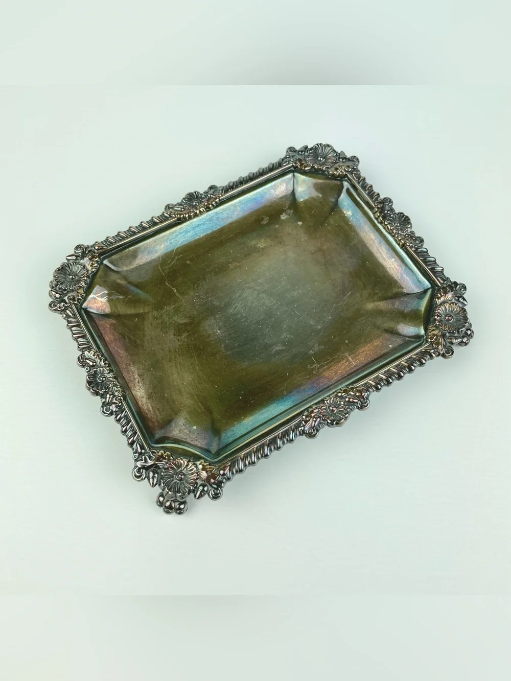 VTG Rideau Plate Silver Plated EP Copper Decorative Footed Soap Dish Victorian